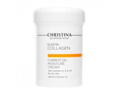Christina Cream ElastinCollagen Carrot Oil Moisture with Vit. A, E & HA - Увлажняющий крем с витаминами A, E и гиалуроновой кислотой для сухой кожи 250мл