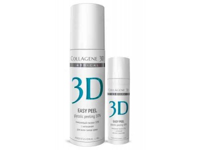 Collagene 3D Peeling Easy Peel 10% - Проф Гликолевый пилинг для Лица с Хитозаном рН 2.8, 130мл