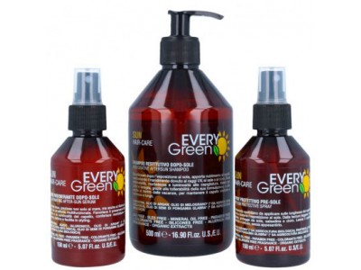 Dikson EveryGreen Sun Pack - Набор солнцезащитных средств для волос: Шампунь + Сыворотка + Спрей для волос 500 + 150 + 150мл