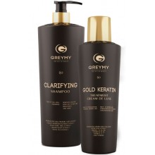 GREYMY Gold Keratin Treatment Cream De Luxe + Clarifying Shampoo - Кератиновый крем с частицами золота + Шампунь очищающий 500 + 800мл