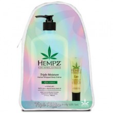 Hempz Herbal Triple Moisture Body Gift Set - Набор в сумке для тела (Молочко тройное увлажнение + Бальзам для Губ СЗФ 15), 500мл + 14гр