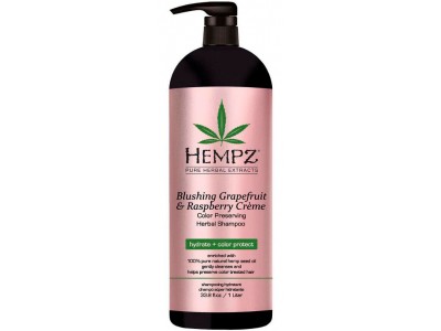 Hempz Pure Herbal Blushing Grapefruit & Raspberry Creme Shampoo - Шампунь растительный Грейпфрут и Малина для сохранения цвета и блеска окрашенных волос 1000мл