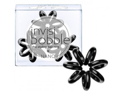 Invisibobble Nano True Black - Резинка-браслет для волос, цвет черный 3шт