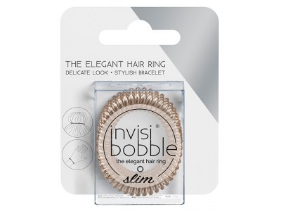 Invisibobble Slim Bronze Me Pretty - Резинка-браслет для волос с подвесом, цвет Мерцающий бронзовый 3шт