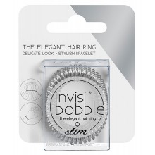 Invisibobble Slim Chrome Sweet Chrome - Резинка-браслет для волос с подвесом, цвет Мерцающий серебрянный 3шт