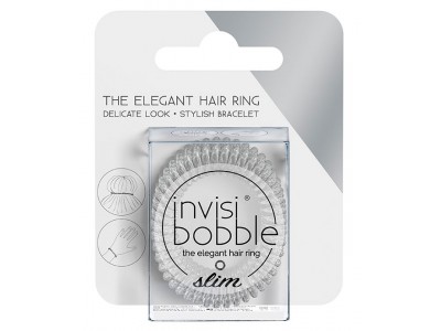 Invisibobble Slim Crystal Clear - Резинка-браслет для волос с подвесом, цвет Прозрачный 3шт
