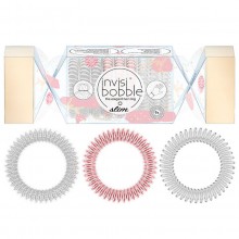 Invisibobble Slim Trio Cracker That’s Crackin’ - Резинка-браслет для волос, цвет Прозрачный/Розовый/Серебряный 3 + 3 + 3шт