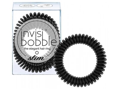 Invisibobble Slim True Black - Резинка-браслет для волос, цвет Черный 3шт