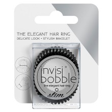 Invisibobble Slim True Black - Резинка-браслет для волос с подвесом, цвет Черный 3шт