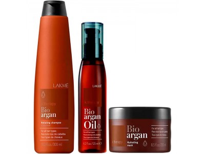 Lakme k.therapy Bio Argan Oil Exclusive Tritment - Набор аргановый для восстановления (шампунь, маска, масло) 300 + 250 + 125мл