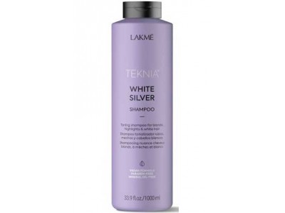 Lakme Teknia White Silver Shampoo - Тонирующий шампунь для нейтрализации желтого оттенка волос 1000мл