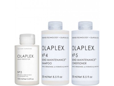 OLAPLEX No.3 + No.4 + No.5 Bond Maintenance Kit - Набор "Система защиты волос" эликсир + шампунь + кондиционер 100 + 250 + 250мл