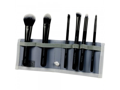 Royal & Langnickel Moda Total Face Set Black - Набор кистей для макияжа лица в чехле Чёрный 6шт