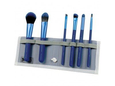 Royal & Langnickel Moda Total Face Set Blue - Набор кистей для макияжа лица в чехле Синий 6шт