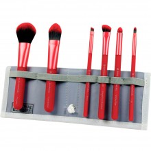 Royal & Langnickel Moda Total Face Set Red - Набор кистей для макияжа лица в чехле Красный 6шт