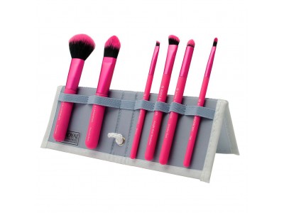 Royal & Langnickel Moda Total Face Set Pink - Набор кистей для макияжа лица в чехле Розовый 6шт