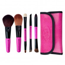 Royal & Langnickel Travel Kit Brush Essentials Pink - Набор мини-кистей в чехле для путешествий Розовый 5шт