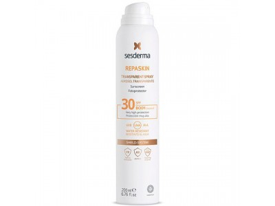 Sesderma Repaskin transparent spray SPF 30 - Солнцезащитный прозрачный спрей СЗФ 30, 200мл