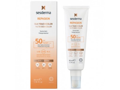 Sesderma Repaskin Silk Touch Color Facial Sunscreen SPF50 - Солнцезащитное средство с тонирующим эффектом для лица СЗФ50, 50мл