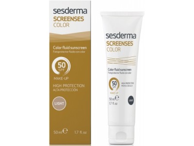 Sesderma Screenses Color Fluid sunscreen SPF 50 Light - Солнцезащитное тональное средство (Светлый тон) СЗФ 50, 50мл