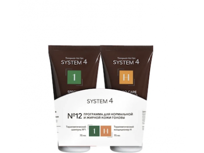 Sim Sensitive System 4 Set №12 Mini - Программа №12 для нормальной и жирной кожи головы Мини (Шампунь №1 + Бальзам-кондиционер) 75 + 75мл