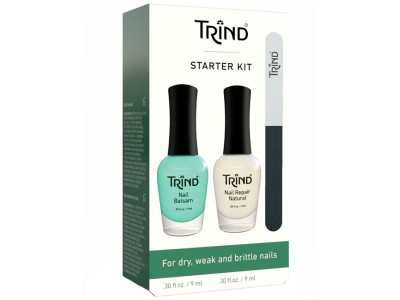 Trind Starter Set (Nail Repair Original + Nail Balsam + Nail Magic Buffer) - Набор для сухих и ломких ногтей 9 + 9мл + пилочка