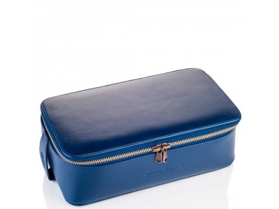 TRUEFITT & HILL LEATHER Regency Box Bag BLUE - Прямоугольная косметичка на молнии СИНЯЯ 268 х 85мм
