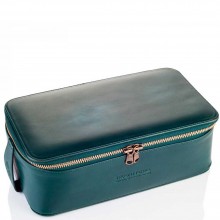 TRUEFITT & HILL LEATHER Regency Box Bag GREEN - Прямоугольная косметичка на молнии ЗЕЛЁНАЯ 268 х 85мм