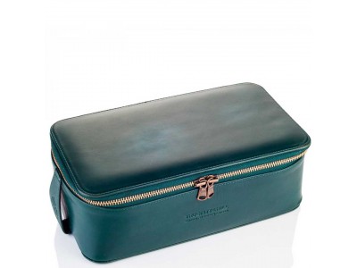 TRUEFITT & HILL LEATHER Regency Box Bag GREEN - Прямоугольная косметичка на молнии ЗЕЛЁНАЯ 268 х 85мм